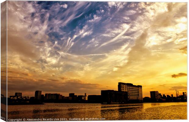 Sunset - London Royal Victoria Docklands Canvas Print by Alessandro Ricardo Uva