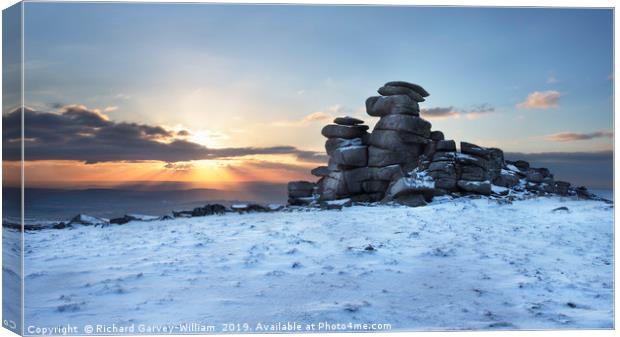 Great Staple Tor in the Snow Canvas Print by Richard GarveyWilliams