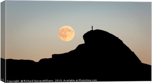 Full moon rising over Haytor Rock Canvas Print by Richard GarveyWilliams