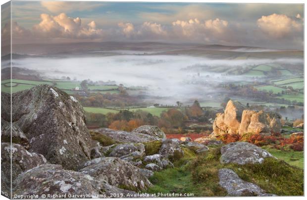 Widecombe-in-the-Moor in the Mist Canvas Print by Richard GarveyWilliams