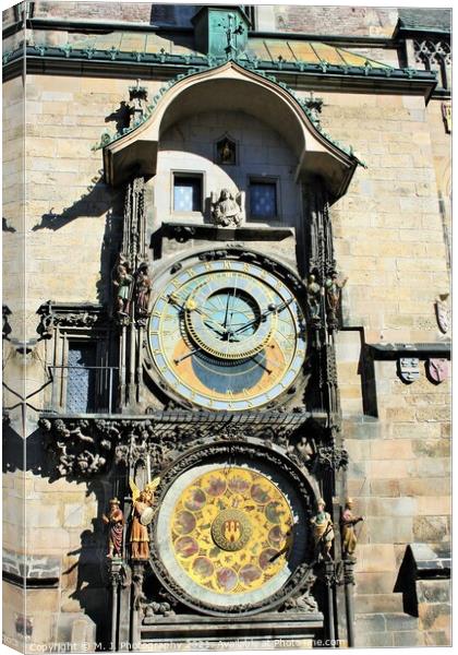 The Prague Astronomical Clock or Prague Orloj  Canvas Print by M. J. Photography