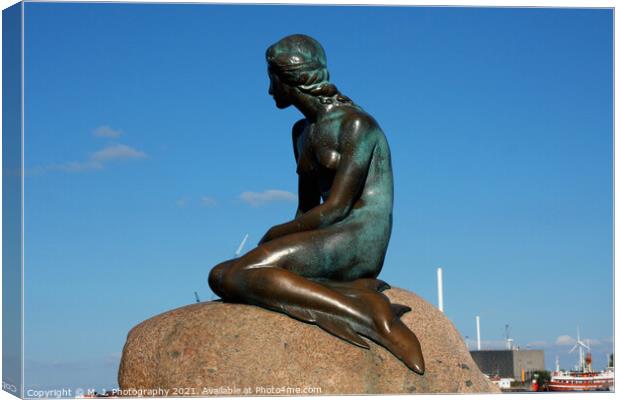 Mermaid statue in The Copenhagen - Denmark Canvas Print by M. J. Photography