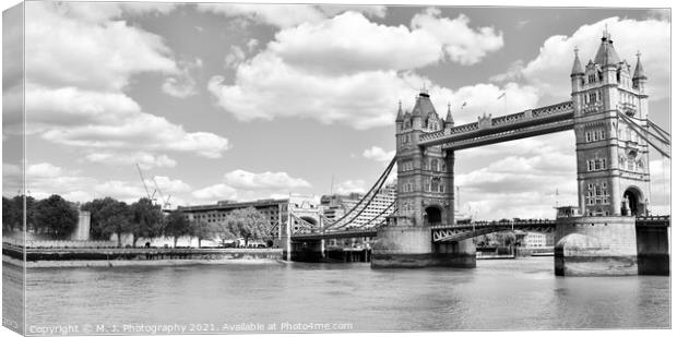 Background of Tower Bridge in London - England. Canvas Print by M. J. Photography