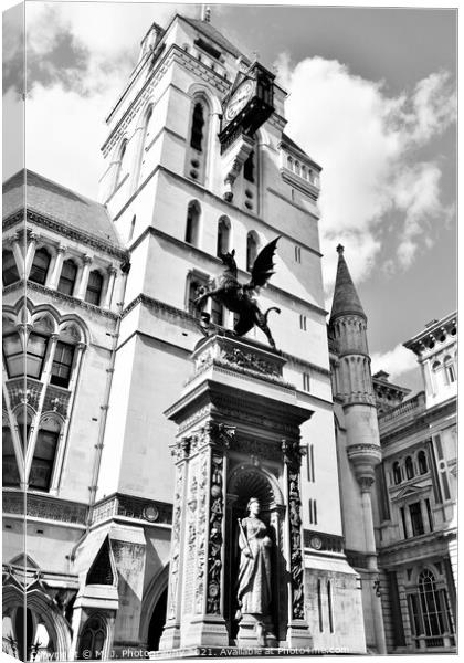 The Temple Bar dragon sculpture, City of London, by C. B. Birch. Canvas Print by M. J. Photography