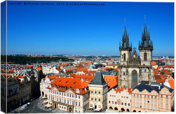 Cityscape of Prague with tyn church, Czech Canvas Print by M. J. Photography