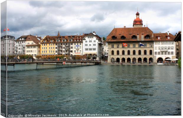Historic city center of Lucerne, Canton of Lucerne Canvas Print by M. J. Photography