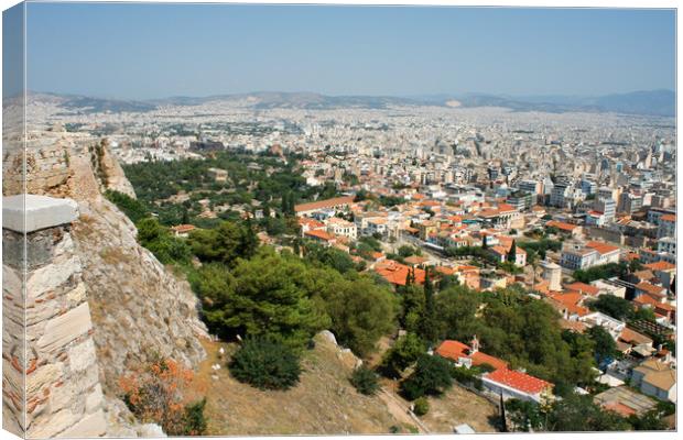 Aerial view of Athens, Greece Canvas Print by M. J. Photography