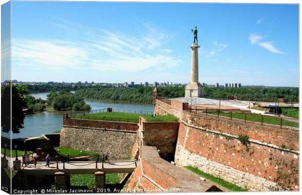 Statue of Victory - Kalemegdan fortress in Belgrad Canvas Print by M. J. Photography