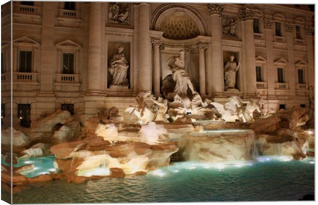 Rome. Image of famous Trevi Fountain in Rome, Ital Canvas Print by M. J. Photography