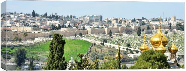 Jerusalem Cityscape, Israel Canvas Print by M. J. Photography