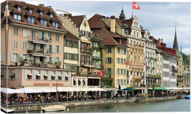  Lucerne - capital of the canton of Lucerne and pa Canvas Print by M. J. Photography