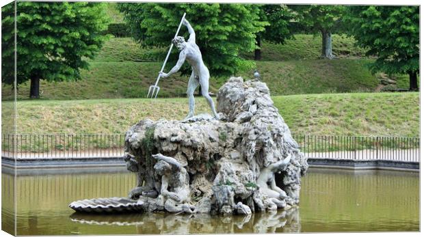 The Boboli Gardens park, Fountain of Neptune next  Canvas Print by M. J. Photography