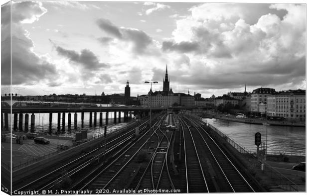 Stockholm, the capital of Sweden in black and whit Canvas Print by M. J. Photography