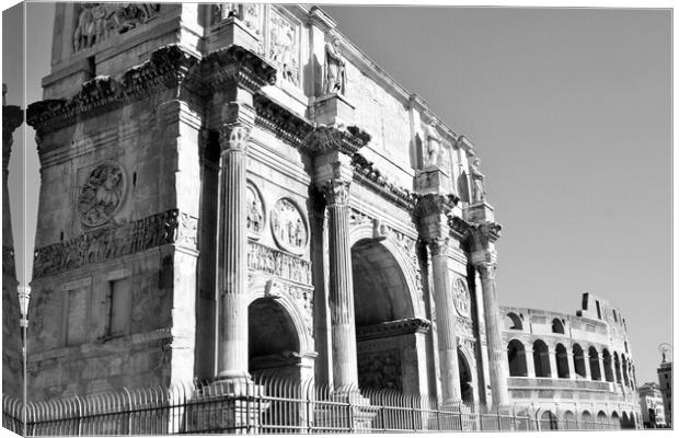Arch of Constantine, (AD 312), one of three surviv Canvas Print by M. J. Photography