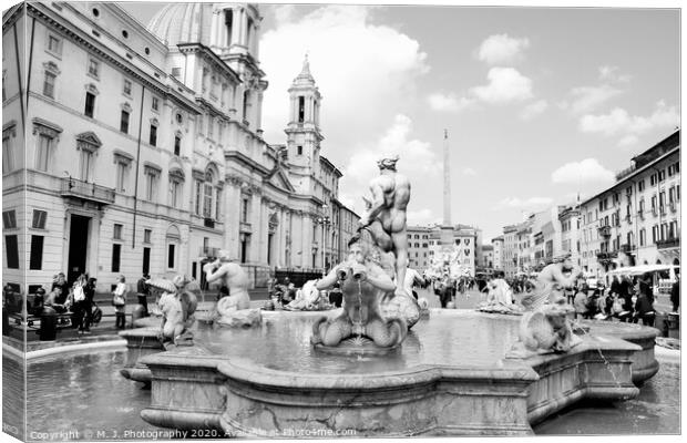 Italy, Rome Piazza Navona, the fountain Canvas Print by M. J. Photography