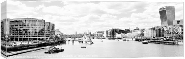 Skyscrapers of the City of London over the Thames, England Canvas Print by M. J. Photography