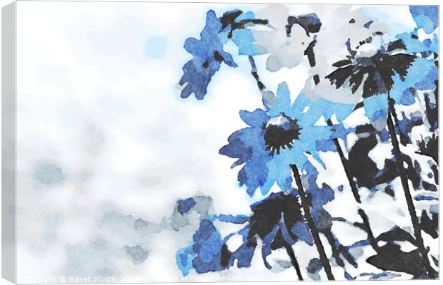 Abstract blue blooming flowers Canvas Print by Wdnet Studio