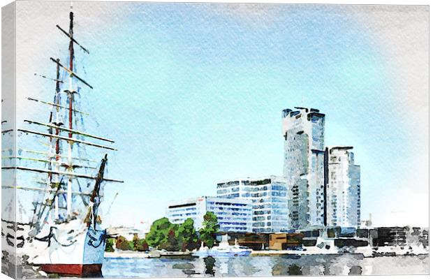 Marina and waterfront in Gdynia Canvas Print by Wdnet Studio