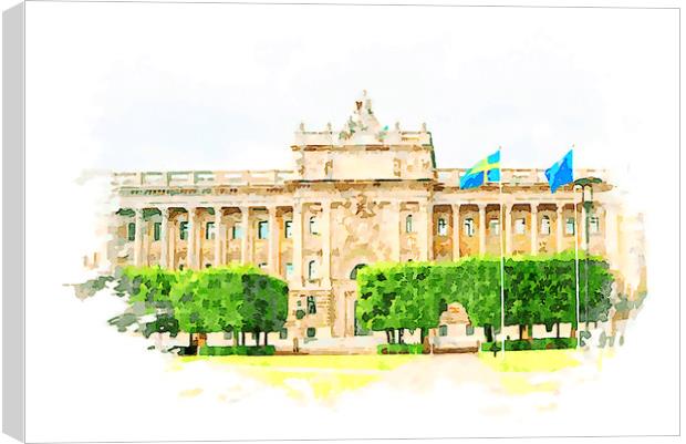 The Swedish Parliament Building Canvas Print by Wdnet Studio