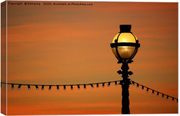 South Bank London sunset lamppost Canvas Print by Rehanna Neky