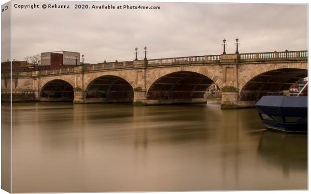 Kingston Bridge with peaceful Thames Canvas Print by Rehanna Neky
