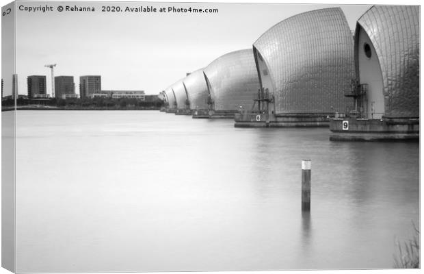 Thames Barrier in black and white Canvas Print by Rehanna Neky