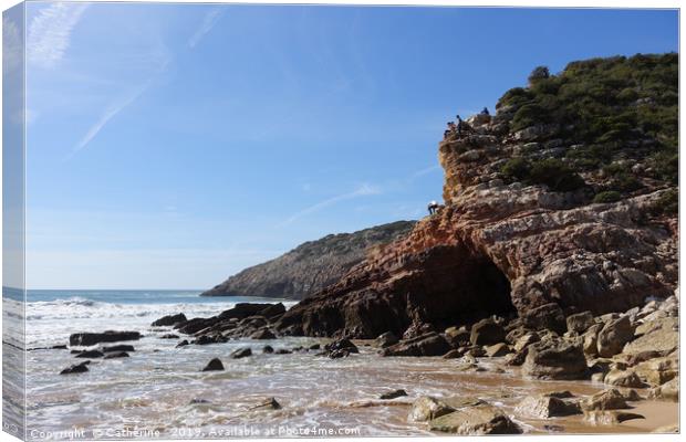 Praia do Zavial beach in the Algarve Portugal Canvas Print by Rocklights 