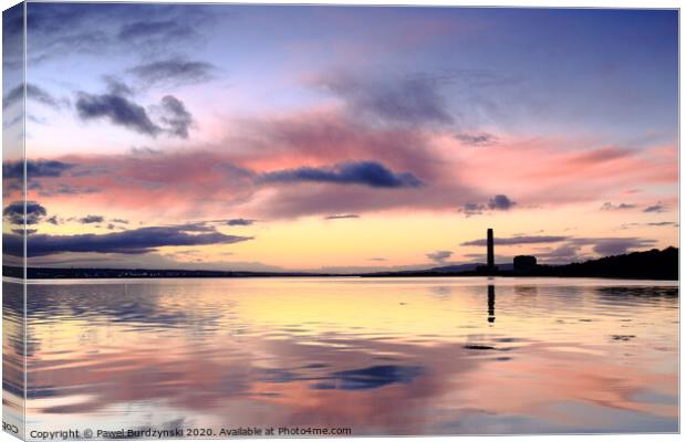 Sunset over Firth of Forth Canvas Print by Pawel Burdzynski