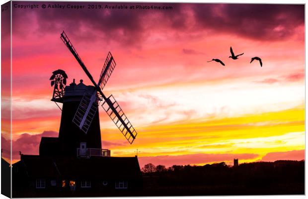 A windmill at Cley Next the Sea Canvas Print by Ashley Cooper