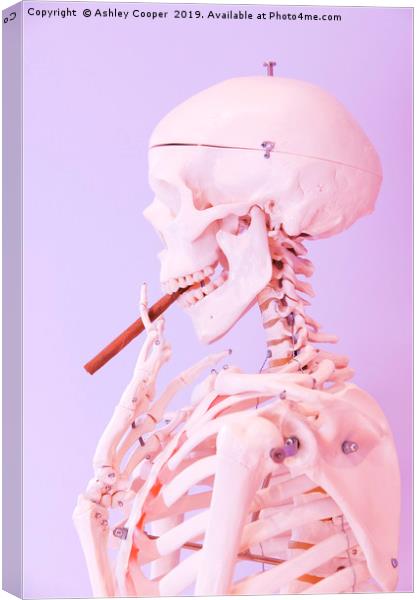Skeleton smoker. Canvas Print by Ashley Cooper