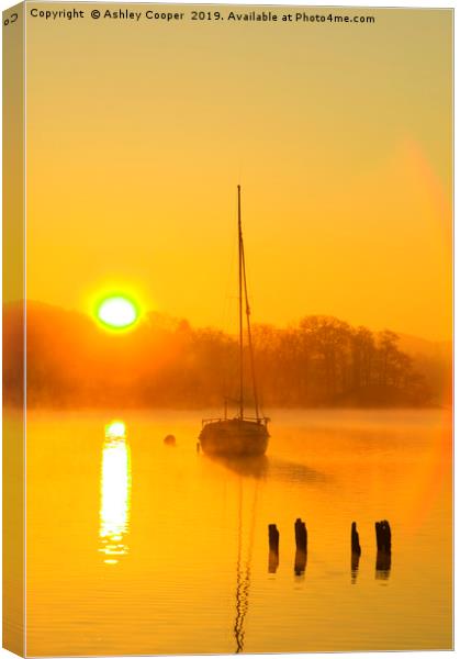 Windermere sunrise. Canvas Print by Ashley Cooper