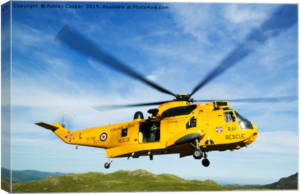 RAF helicopter landing. Canvas Print by Ashley Cooper