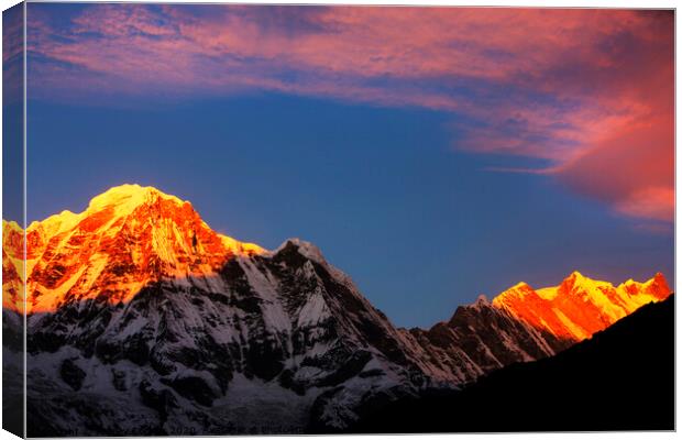 Alpenglow Himalayas Canvas Print by Ashley Cooper