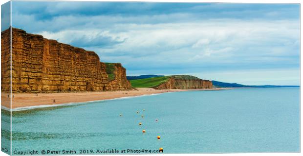 Freshwater Beach and Cliffs Dorset UK Canvas Print by Peter Smith