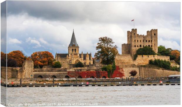 Rochester Castle and Cathedral Canvas Print by Peter Smith