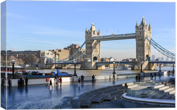 People at Thames Victoria embankment Canvas Print by Jelena Maksimova