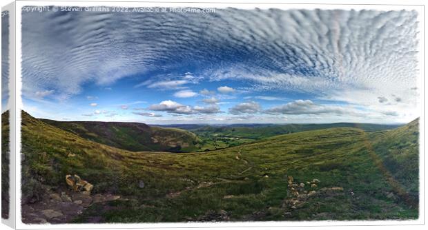 Edale & Hope Valley from Kinder Scout Canvas Print by Steven Griffiths