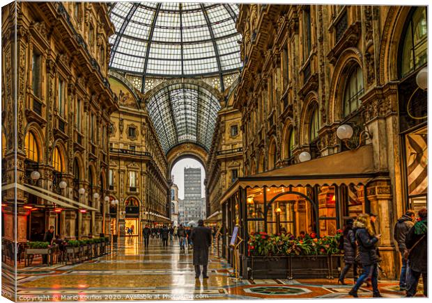Stores in Milan gallery. Italy europe Canvas Print by Mario Koufios