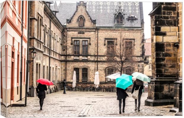 umbrella day in the streets of prague Canvas Print by Mario Koufios