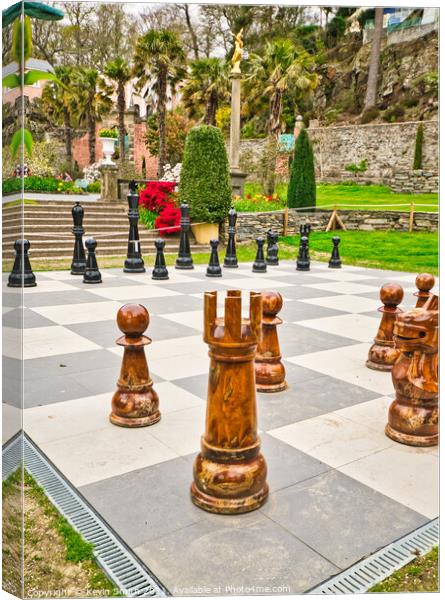 Time for chess at Portmeirion Canvas Print by Kevin Smith