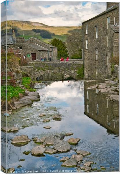 The Bridge over the Gayle Beck in Hawes Canvas Print by Kevin Smith