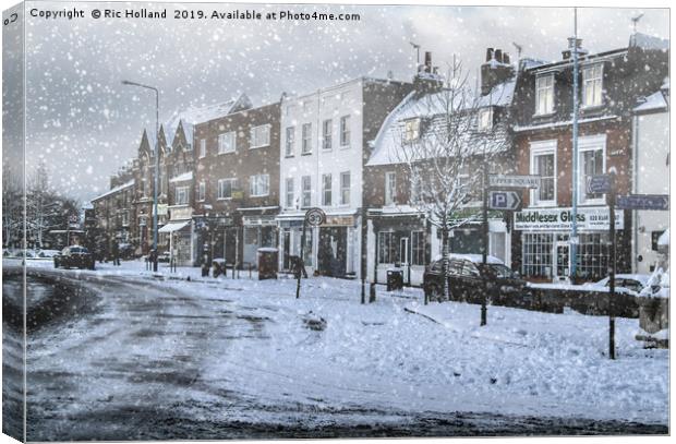 Winter in Isleworth High Street, London, at Xmas Canvas Print by Ric Holland
