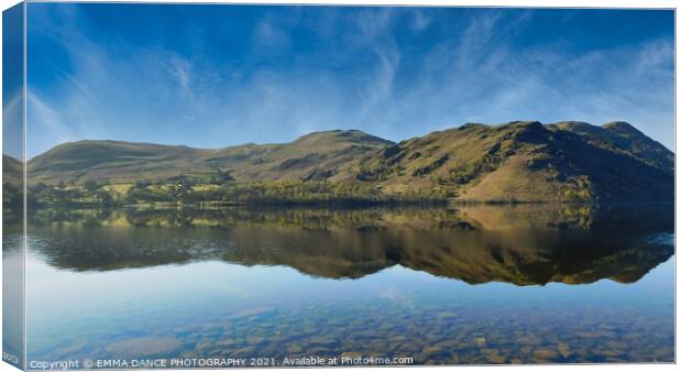 Reflections on Ullswater Canvas Print by EMMA DANCE PHOTOGRAPHY