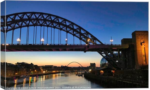 The Tyne Bridge at Sunrise Canvas Print by EMMA DANCE PHOTOGRAPHY