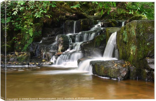 The Waterfalls at Hareshaw Linn, Bellingham   Canvas Print by EMMA DANCE PHOTOGRAPHY