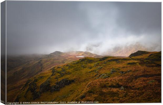 Mist rolling in over Calf Crag Canvas Print by EMMA DANCE PHOTOGRAPHY