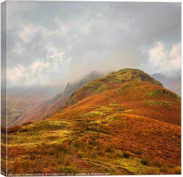 Mist rolling in over Gibson Knott and Calf Crag Canvas Print by EMMA DANCE PHOTOGRAPHY