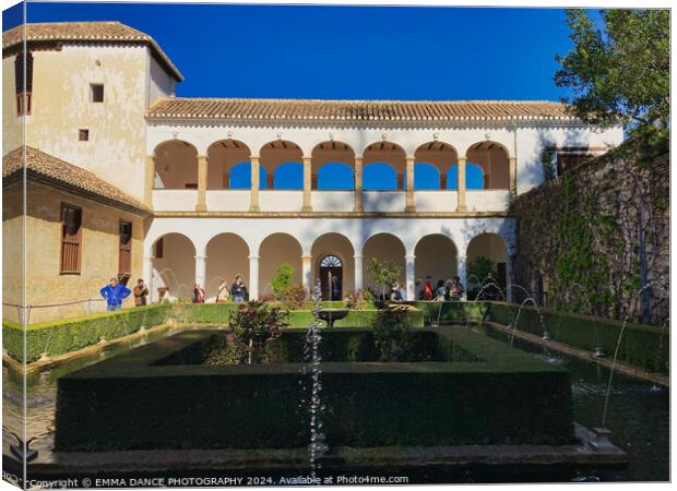 The Gardens of the Alhambra Palace, Granada, Spain Canvas Print by EMMA DANCE PHOTOGRAPHY