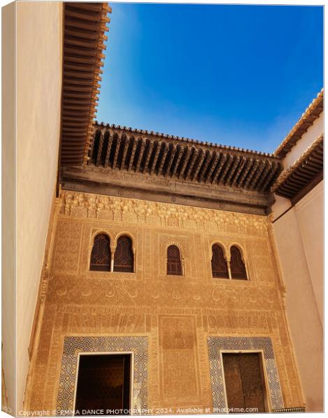 The Architecture of the Alhambra Palace, Granada,  Canvas Print by EMMA DANCE PHOTOGRAPHY