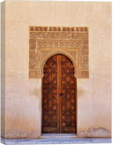 The Nasrid Palace, Granada, Spain Canvas Print by EMMA DANCE PHOTOGRAPHY